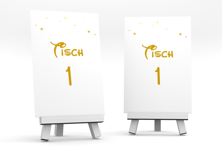Tischnummer Hochzeit Castle Tischaufsteller gold hochglanz