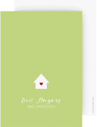 Party Einladungskarte Heimat A6 Karte hoch gruen mit kleinem Häuschen