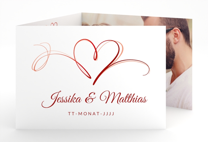 Hochzeitseinladung Envie A6 Doppel-Klappkarte rot hochglanz