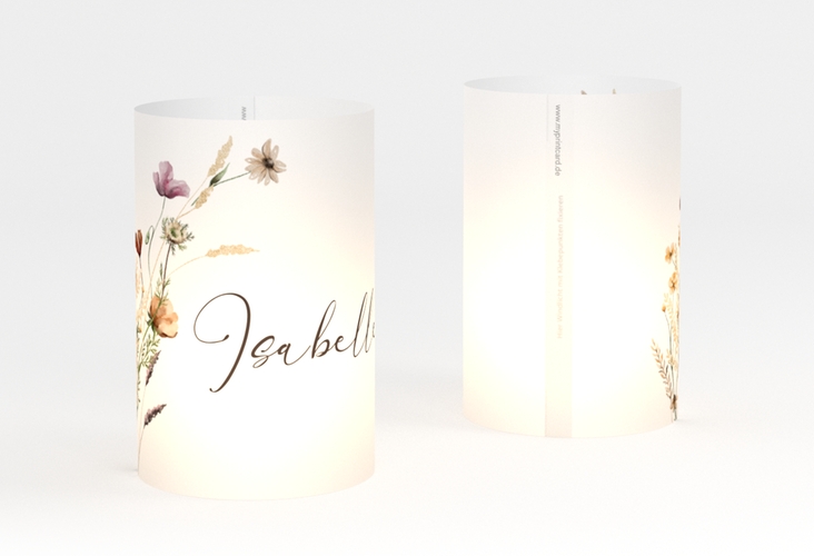Windlicht Hochzeit Sauvages Windlicht weiss mit getrockneten Wiesenblumen