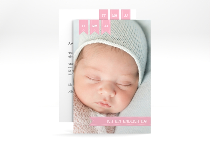 Geburtskarte Kinderlachen A6 Karte hoch rosa hochglanz