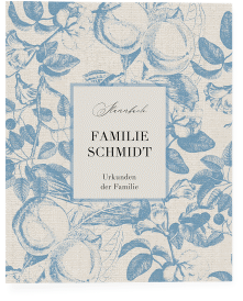 Klick: Details zu Stammbuch A4 "Toile" anzeigen Stammbuch A4 Toile Stammbuch A4 blau mit Blättermuster im Toile-de-Jouy-Stil