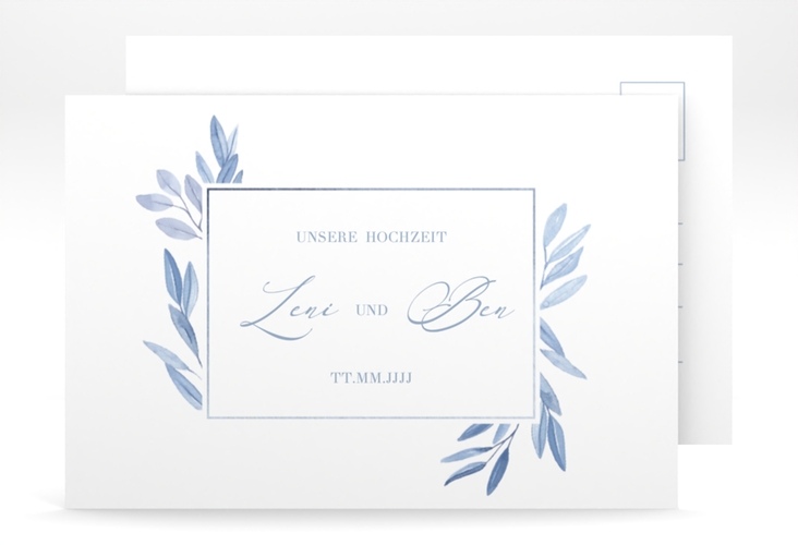Save the Date-Postkarte Classicblue A6 Postkarte weiss