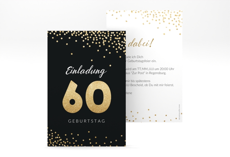 Einladung 60. Geburtstag Glitzer A6 Karte hoch