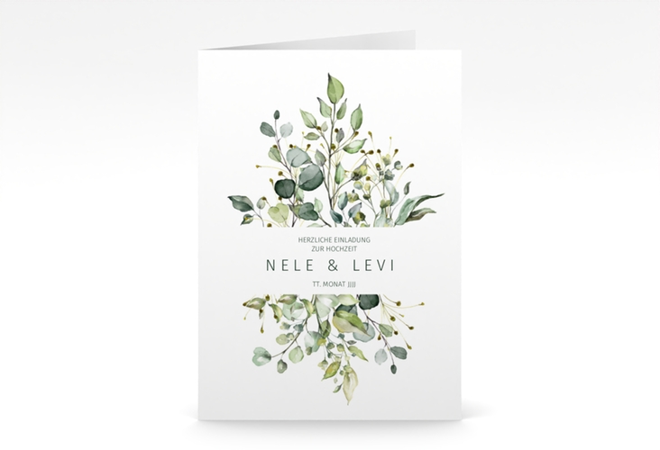 Einladungskarte Hochzeit Enchanting A6 Klappkarte hoch weiss