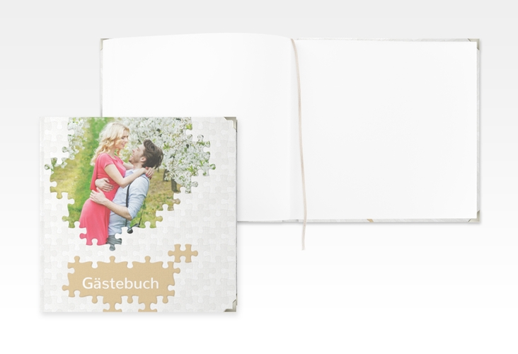 Gästebuch Selection Hochzeit Puzzle Leinen-Hardcover beige