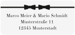 Klick: Details zu Absenderetikett Hochzeit "Suits" anzeigen Absenderetikett Hochzeit "Suits" 45,7 x 21,2 mm schwarz