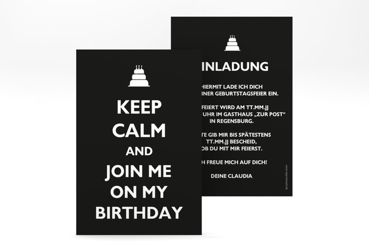 Einladung Geburtstag KeepCalm A6 Karte hoch