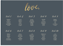 Klick: Details zu Sitzplan Leinwand Hochzeit "Glam" anzeigen Sitzplan Leinwand Hochzeit "Glam" 70 x 50 cm Leinwand beige