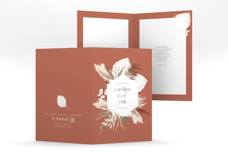 Kirchenheft Hochzeit Bohemian A5 Klappkarte hoch orange hochglanz