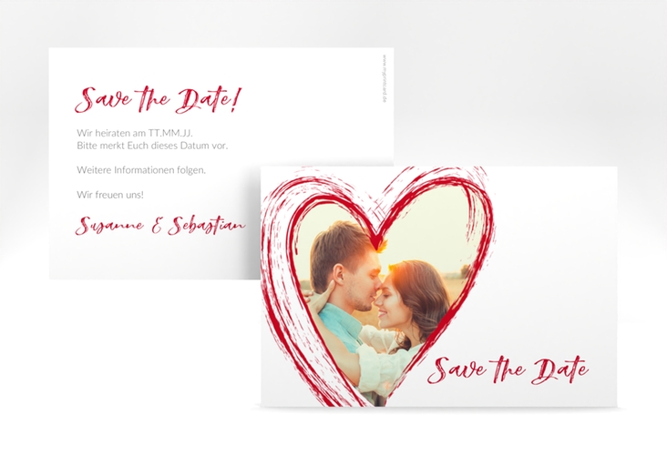 Save the Date-Karte Liebe A6 Karte quer rot