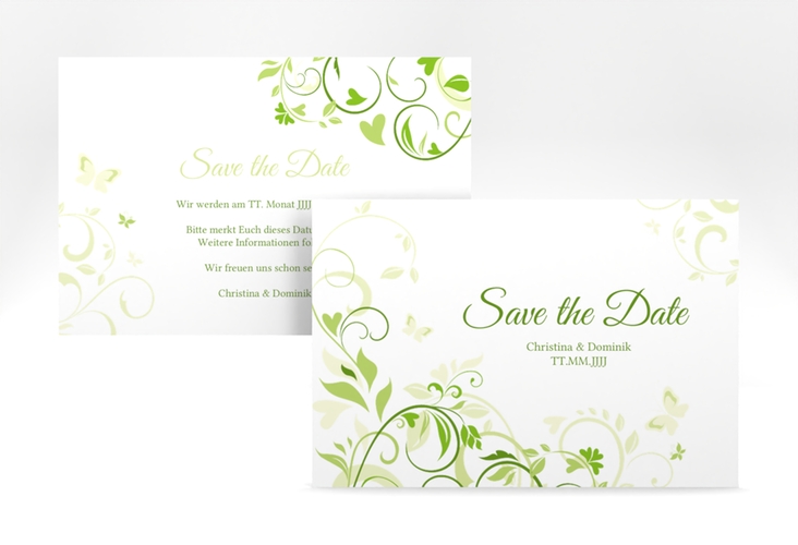 Save the Date-Karte Lilly A6 Karte quer gruen hochglanz