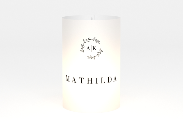 Windlicht Hochzeit Filigrana Windlicht schwarz in reduziertem Design mit Initialen und zartem Blätterkranz