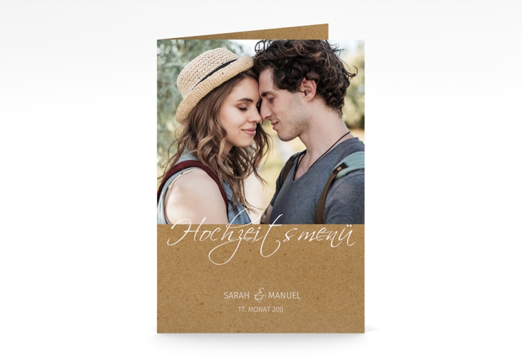 Menükarte Hochzeit Big Picture A5 Klappkarte hoch hochglanz mit Foto des Brautpaars