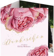 Klick: Details zu Dankeskarte Hochzeit "Cherie" anzeigen Dankeskarte Hochzeit Cherie quadr. Doppel-Klappkarte rosa