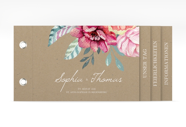 Hochzeitseinladung Blooming Booklet Kraftpapier
