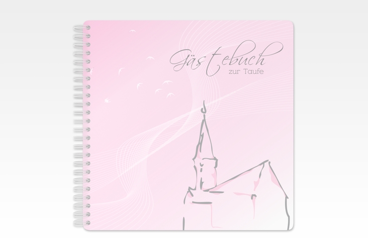 Gästebuch Taufe Church Ringbindung rosa