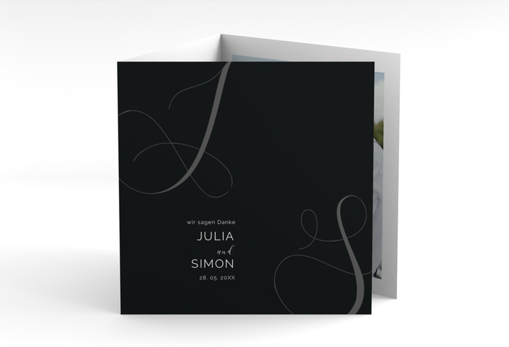 Dankeskarte Hochzeit Eheschließung quadr. Doppel-Klappkarte schwarz