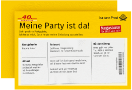Einladung 40. Geburtstag Zustellung A6 Karte quer gelb