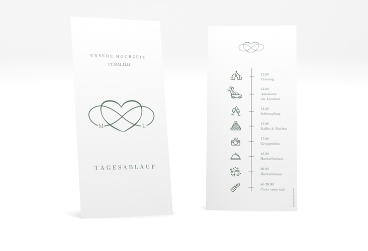 Tagesablauf Hochzeit Infinity lange Karte hoch gruen