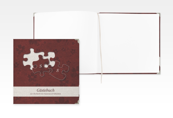 Gästebuch Selection Hochzeit Ravensburg Leinen-Hardcover rot mit zwei Puzzleteilen