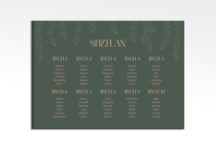 Sitzplan Leinwand Hochzeit Efeugrün 70 x 50 cm Leinwand im Fantasy-Elfen-Design mit Efeu
