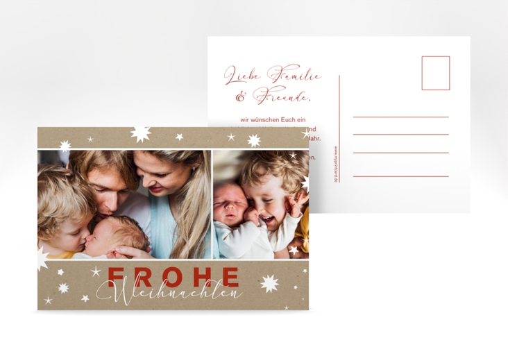 Weihnachtskarte Sternenglanz A6 Postkarte Kraftpapier