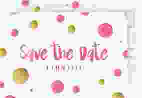 Save the Date-Postkarte Geburtstag "Dots" DIN A6 Postkarte pink