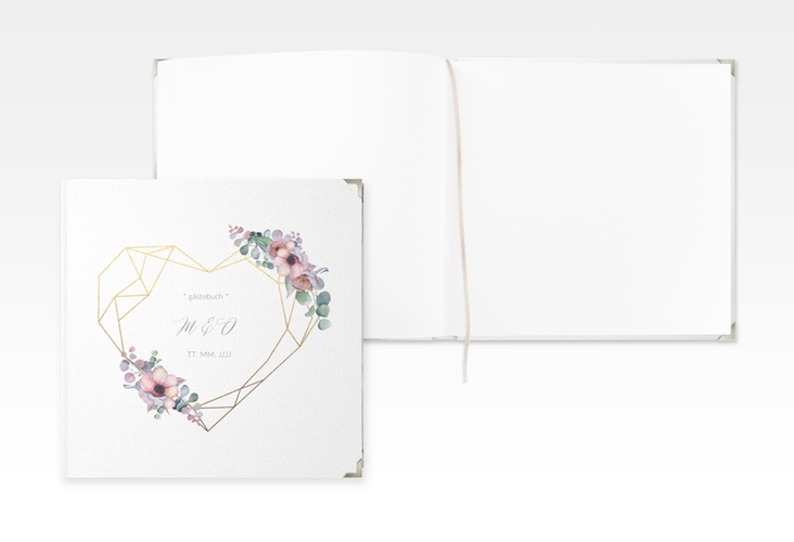 Gästebuch Selection Hochzeit Herzgold Leinen-Hardcover weiss