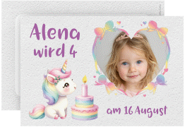 Einladungskarte Kindergeburtstag Pony A6 Karte quer flieder