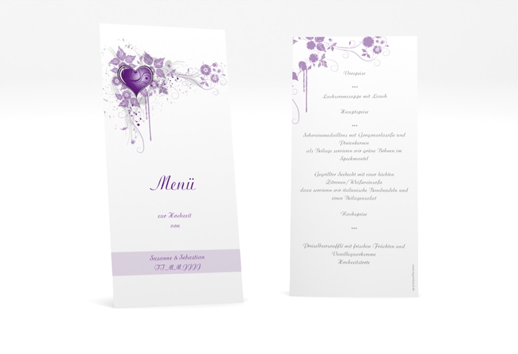 Menükarte Hochzeit Triest lange Karte hoch
