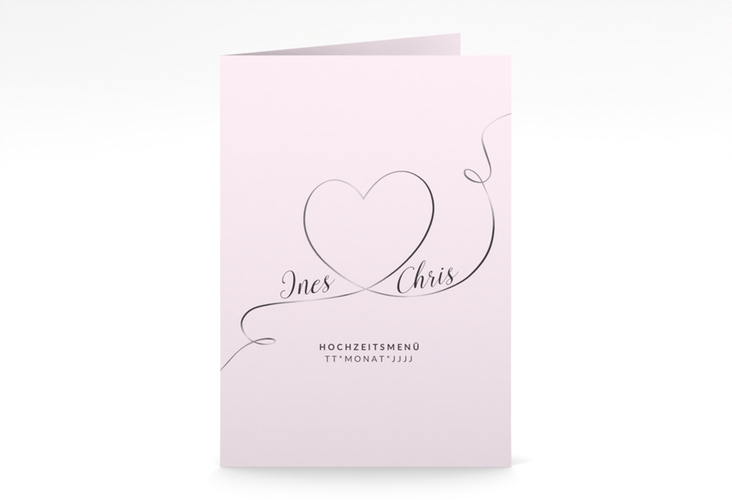 Menükarte Hochzeit Dolce A5 Klappkarte hoch rosa hochglanz