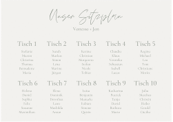 Sitzplan Poster Hochzeit Day 70 x 50 cm Leinwand weiss mit Datum im minimalistischen Design