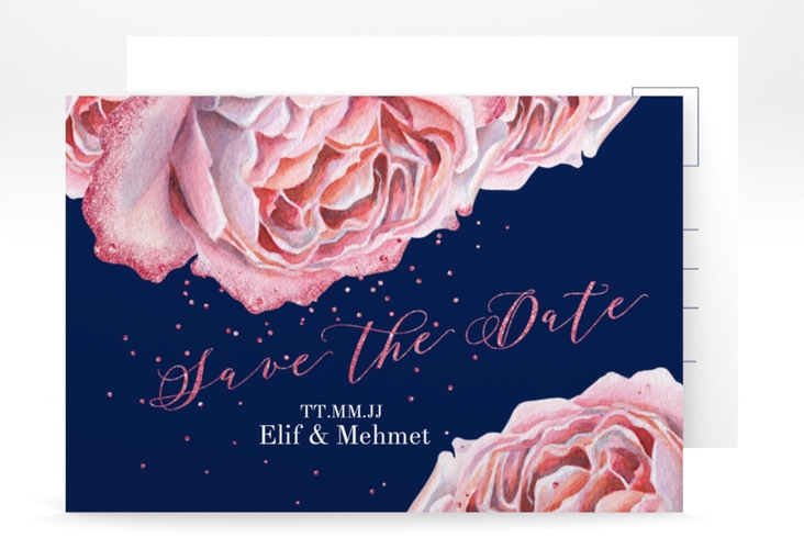 Save the Date-Postkarte Cherie A6 Postkarte rosa