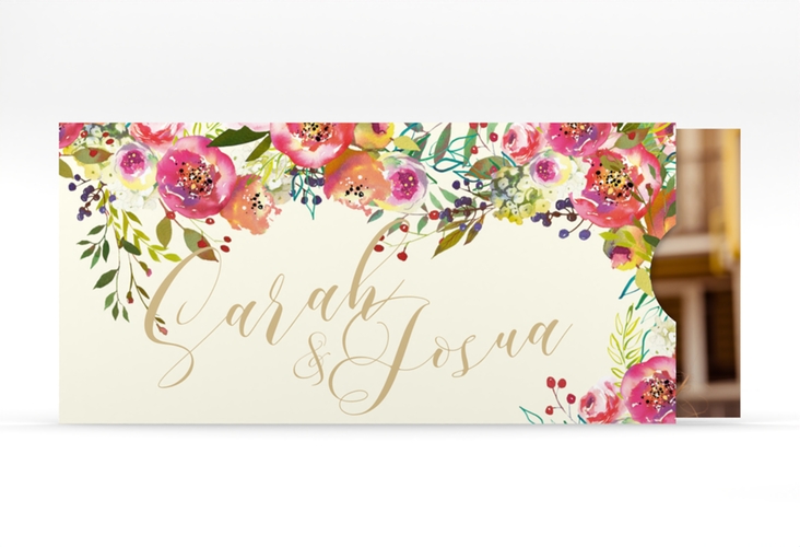 Hochzeitseinladung Flowerbomb Einsteckkarte beige