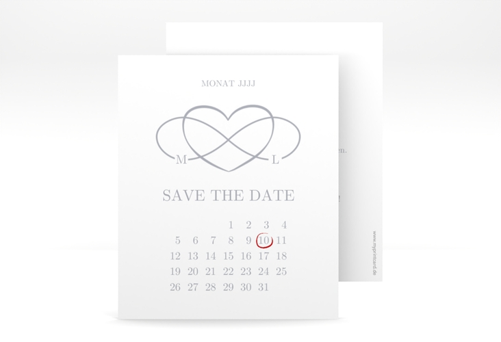 Save the Date-Kalenderblatt Infinity Kalenderblatt-Karte grau