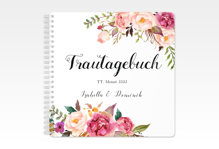 Trautagebuch Hochzeit Flowers Trautagebuch Hochzeit weiss mit bunten Aquarell-Blumen