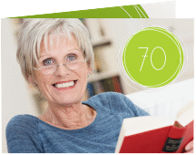 Einladung 70. Geburtstag Twister A6 Klappkarte quer gruen