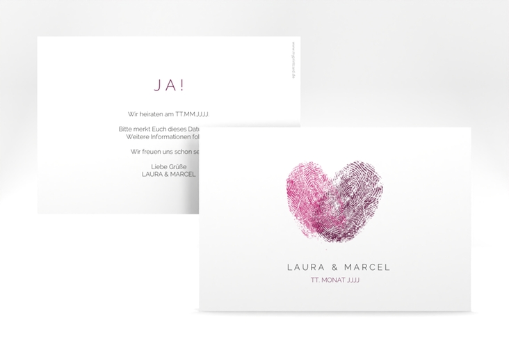 Save the Date-Karte Fingerprint A6 Karte quer schlicht mit Fingerabdruck-Motiv