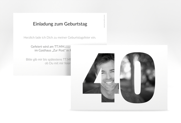 Einladung 40. Geburtstag Numbers A6 Karte quer weiss