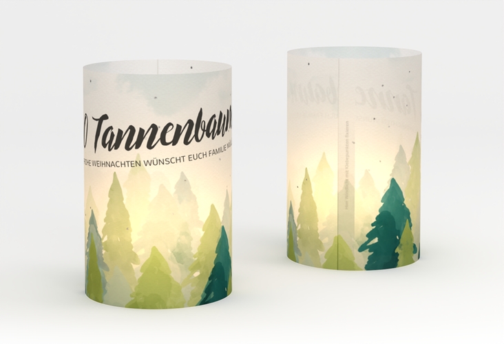 Windlicht Weihnachten "Tannenwald" Windlicht gruen mit Tannenbaum-Design in Grün