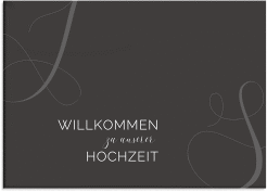 Willkommensschild Leinwand Eheschließung 70 x 50 cm Leinwand schwarz