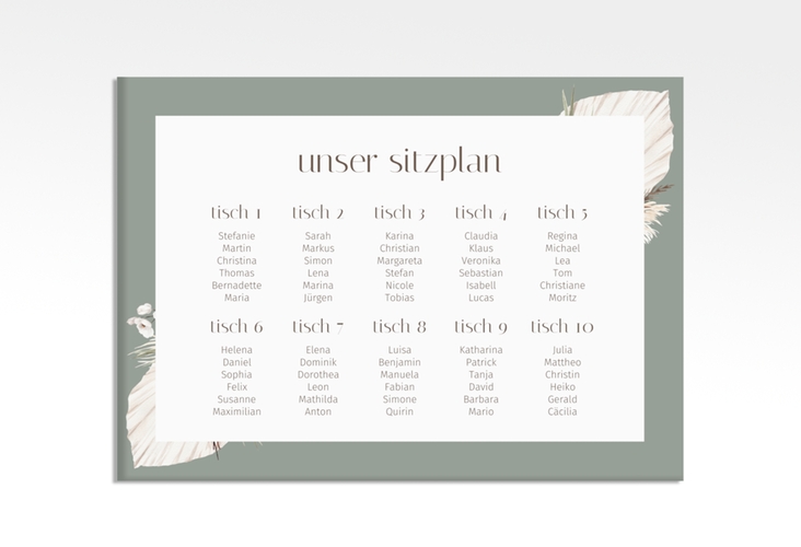 Sitzplan Leinwand Hochzeit Bohemian 70 x 50 cm Leinwand gruen