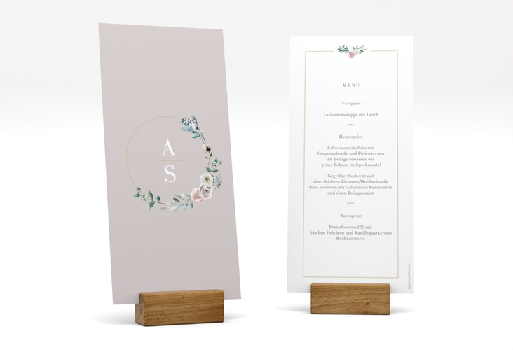 Menükarte Hochzeit Symphonie lange Karte hoch rosa hochglanz