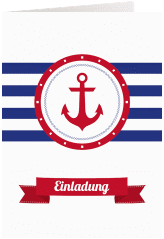 Einladung 70. Geburtstag Ahoi A6 Klappkarte hoch blau