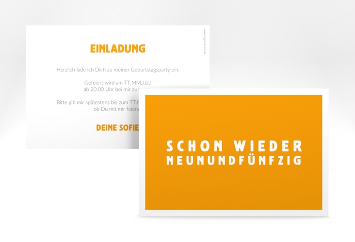 Einladung 60. Geburtstag Gag A6 Karte quer orange