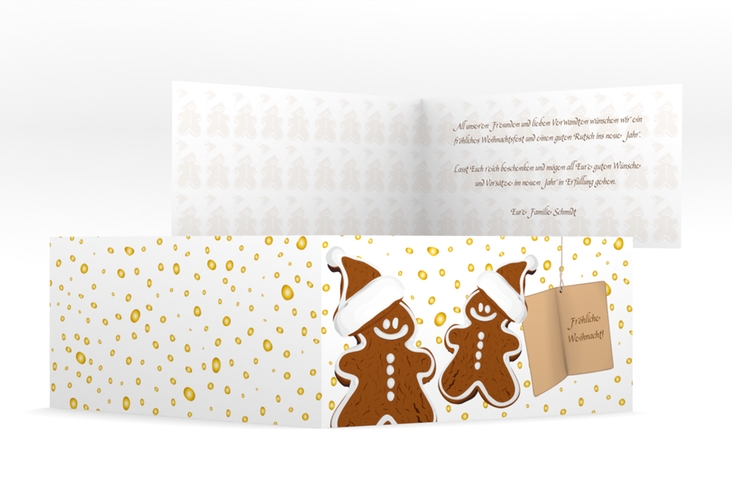 Weihnachtskarte Lebkuchenmann lange Klappkarte quer hochglanz