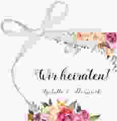 Geschenkanhänger Hochzeit "Flowers" Geschenkanhänger 10er Set weiss mit Aquarell-Blumen