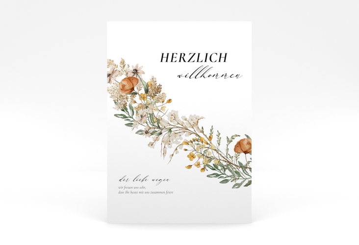 Willkommensschild Poster Wildfang 50 x 70 cm Poster weiss mit getrockneten Wiesenblumen