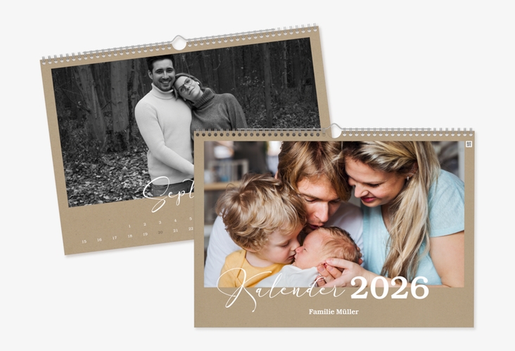 Wandkalender A3 Querformat Unser Jahr A3 quer Kraftpapier